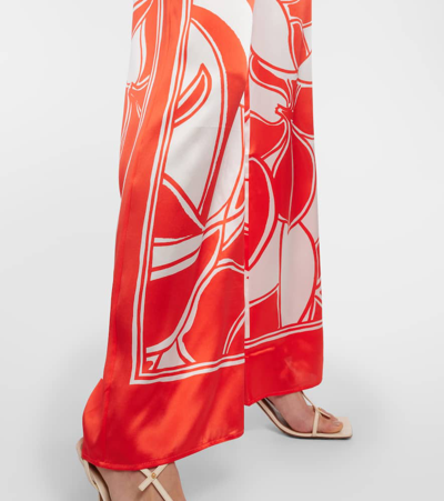 Shop Sir Ramona Printed Silk Satin Wide-leg Pants In Multicoloured