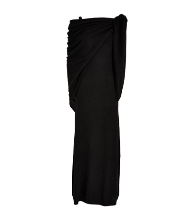 Shop Totême Toteme Shawl-detail Maxi Dress In Black