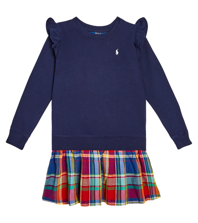 Polo Ralph Lauren Toddler And Little Girls Madras-skirt Fleece Dress In Multicoloured