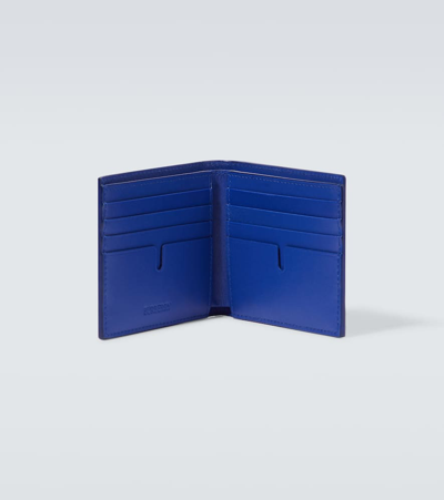 Shop Burberry Ekd Leather Wallet In Blue