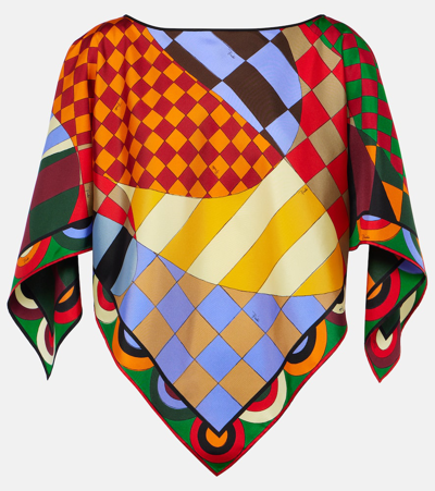 Shop Pucci Giardino Silk Twill Top In Multicoloured