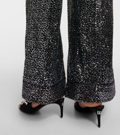 Dolce & Gabbana Crystal-embellished Satin Mules In Black