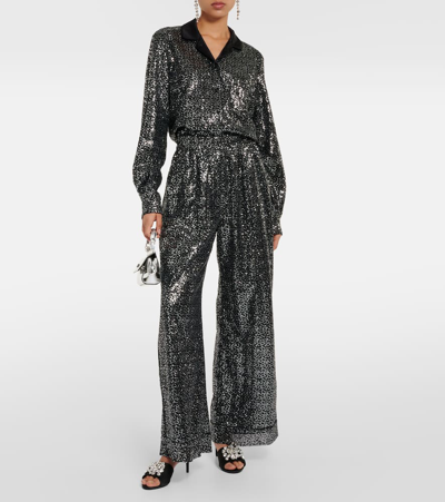 Dolce & Gabbana Crystal-embellished Satin Mules In Black