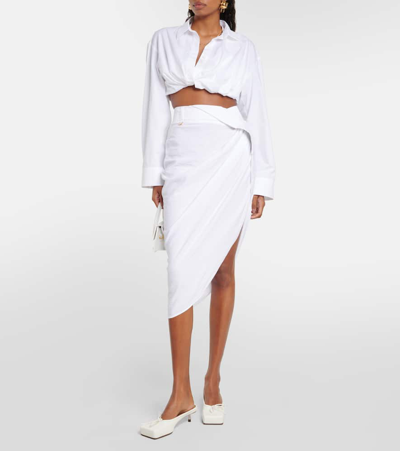 Jacquemus La Jupe Saudade Asymmetric Skirt In White