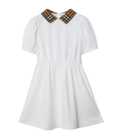 Shop Burberry Kids Check Print Dress (3-14 Years) In White