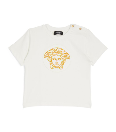Shop Young Versace Medusa Logo T-shirt (6-18 Months) In White