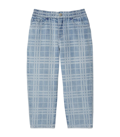 Shop Burberry Kids Check Print Jeans (3-14 Years) In Blue