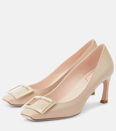 Roger Vivier Trompette Patent-leather Pumps In Neutrals