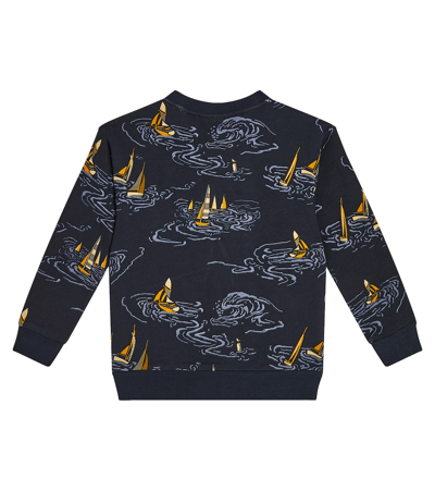 Scotch & Soda Printed Cotton Sweatshirt In Blue