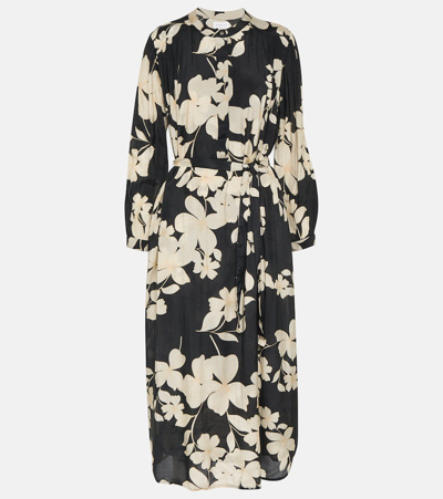 Shop Velvet Josepha Floral Midi Dress In Black