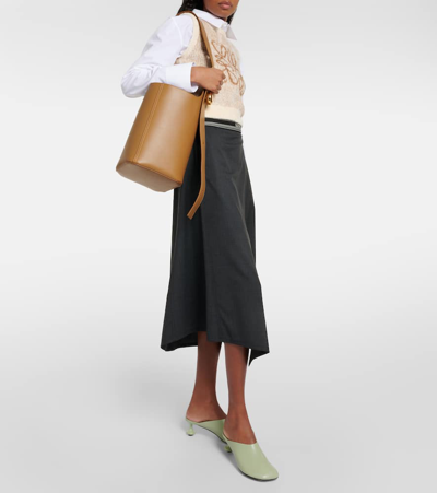 Shop Loewe Pebble Medium Leather Bucket Bag In Brown