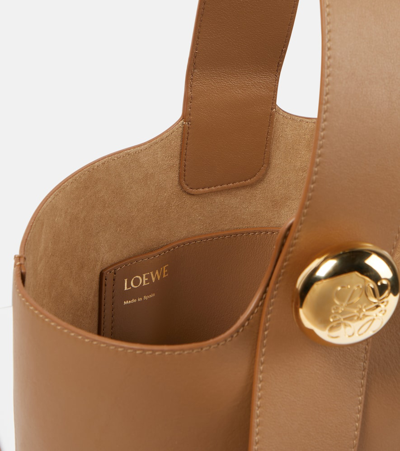Shop Loewe Pebble Medium Leather Bucket Bag In Brown