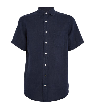 Shop Love Brand & Co. Linen Manjack Shirt In Navy