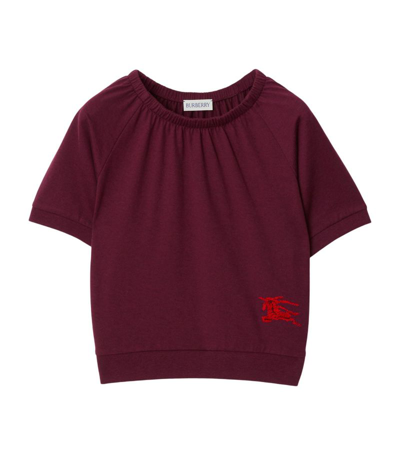 Shop Burberry Kids Cotton Gathered Top (3-14 Years) In Multi