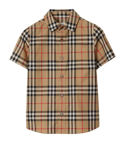 Shop Burberry Check Shirt (3-14 Years) In Neutrals
