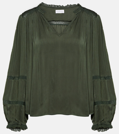 Shop Velvet Koren Lace-trimmed Blouse In Green