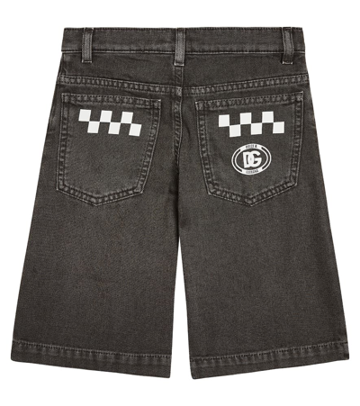 Dolce & Gabbana Denim Bermuda Shorts In Black