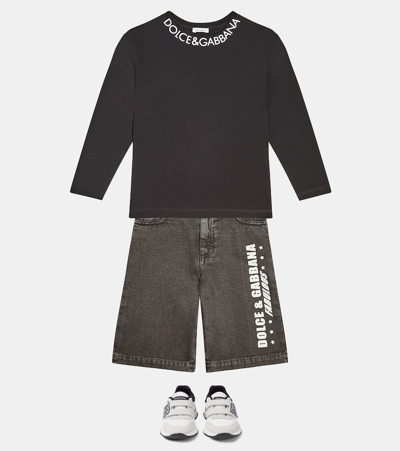 Shop Dolce & Gabbana Denim Bermuda Shorts In Black
