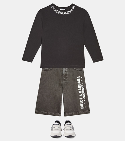 Dolce & Gabbana Denim Bermuda Shorts In Black