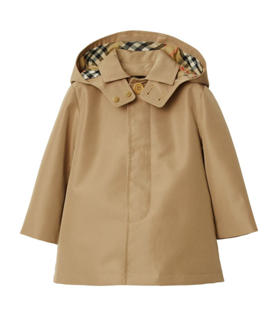 Shop Burberry Hooded Car Coat (6-24 Months) In Neutrals