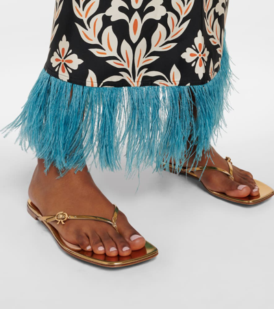 Gianvito Rossi Calypso Metallic Leather Thong Sandals In Gold