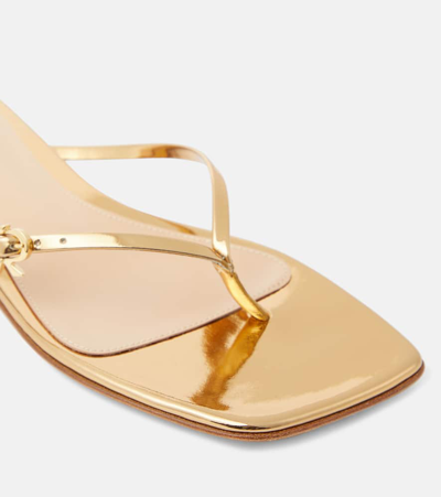 Shop Gianvito Rossi Mirrored Leather Thong Sandals In Gold