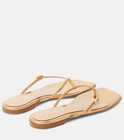 Shop Gianvito Rossi Mirrored Leather Thong Sandals In Gold