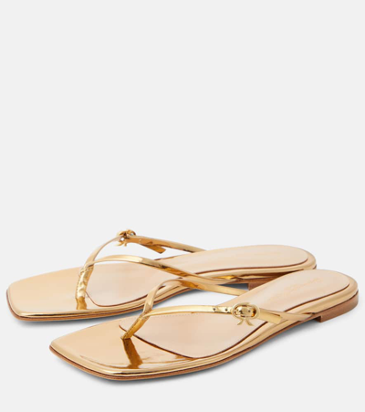 Shop Gianvito Rossi Mirrored Leather Thong Sandals In Gold