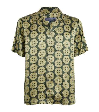 Shop Frescobol Carioca Silk Short-sleeve Shirt In Green