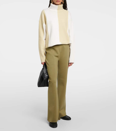 Joseph Colorblocked Oversized Wool-blend Sweater In Green