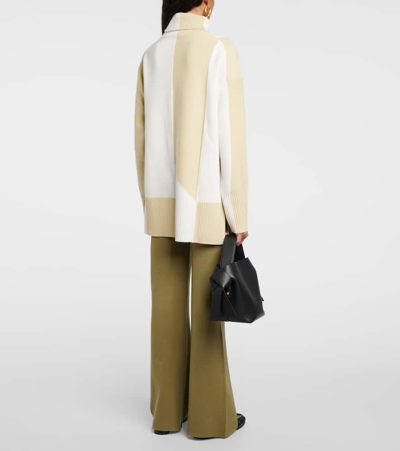 Joseph Colorblocked Oversized Wool-blend Sweater In Green