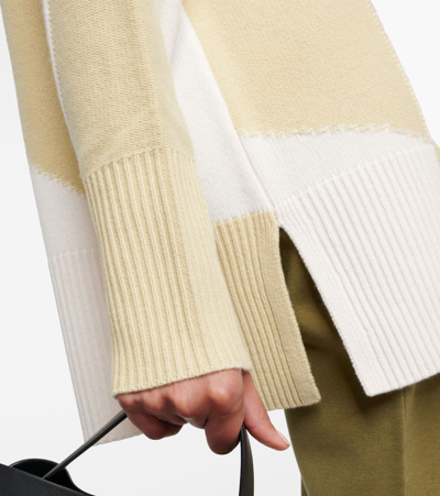 Joseph Colorblocked Oversized Wool-blend Sweater In Green