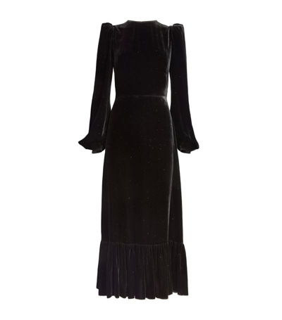 Shop The Vampire's Wife Velvet-silk The Villanelle Midi Dress In Black