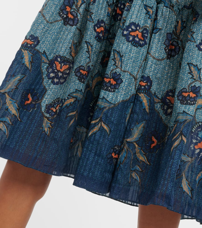 Shop Ulla Johnson Eloisa Puff-sleeve Cotton-blend Midi Dress In Multicoloured