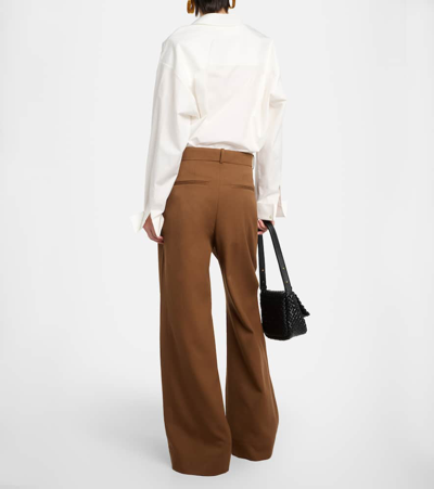 Wardrobe.nyc Low-rise Wool Wide-leg Pants In Brown