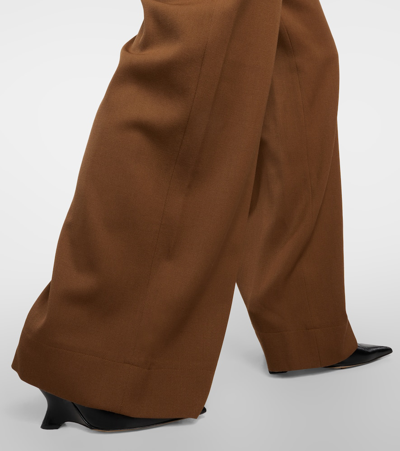 Wardrobe.nyc Low-rise Wool Wide-leg Pants In Brown