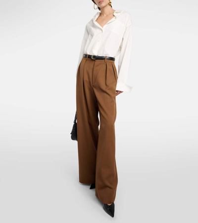Wardrobe.nyc Low-rise Wool Wide-leg Pants In Brown
