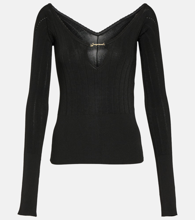 Jacquemus La Maille Pralu Longue Black Cardigan Women In Black
