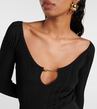 Jacquemus La Maille Pralu Longue Black Cardigan Women In Black