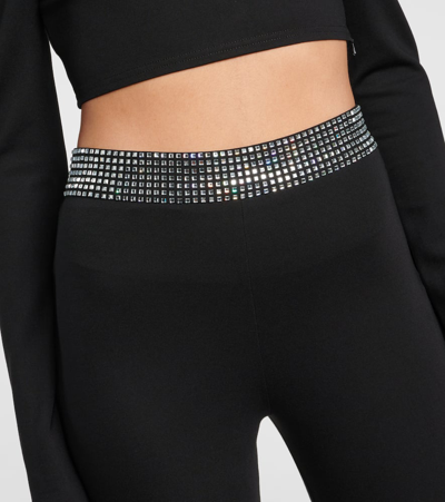 Shop David Koma Crystal-embellished Jersey Flared Pants In Black