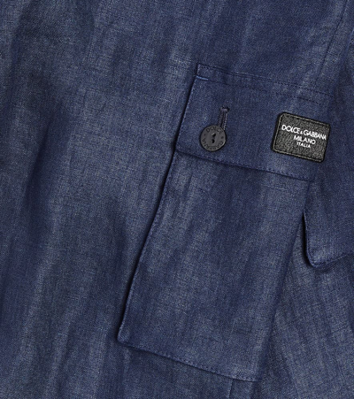 Dolce & Gabbana Linen Pants In Blue