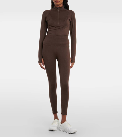 Shop Varley Always Warm High-rise Leggings In Brown