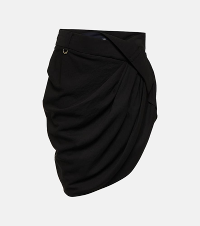 Shop Jacquemus La Mini Jupe Saudade Draped Miniskirt In Black