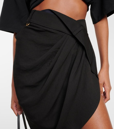 Shop Jacquemus La Mini Jupe Saudade Draped Miniskirt In Black