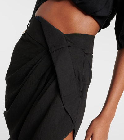 Shop Jacquemus La Mini Jupe Saudade Draped Miniskirt In Black