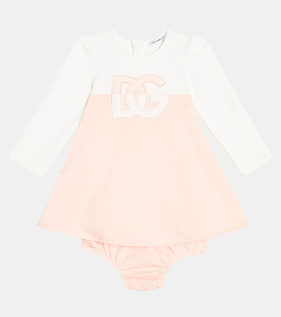 Shop Dolce & Gabbana Baby Dg Cotton Dress In Pink
