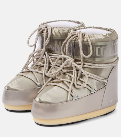 Shop Moon Boot Icon Low Glance Satin Snow Boots In Gold