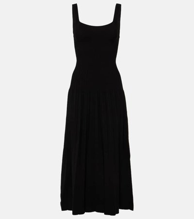 Shop Staud Ellison Pleated Midi Dress In Black