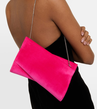 Christian Louboutin Loubitwist Small Cotton Velvet Clutch In Pink
