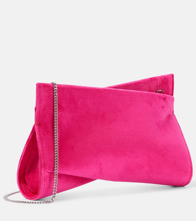 Christian Louboutin Loubitwist Small Cotton Velvet Clutch In Pink
